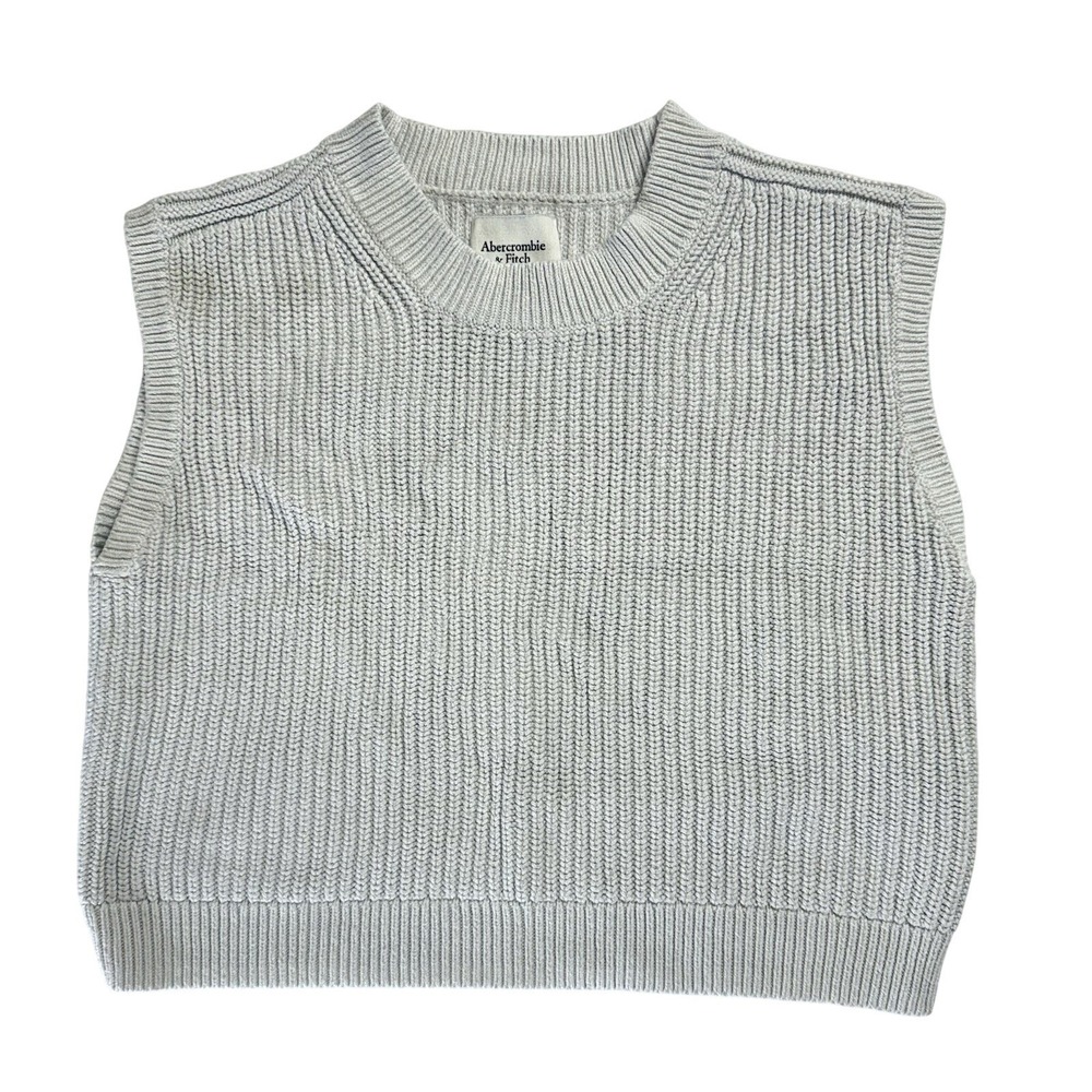 Abercrombie & Fitch Light Gray Sleeveless V-Neck Knit Sweater Vest